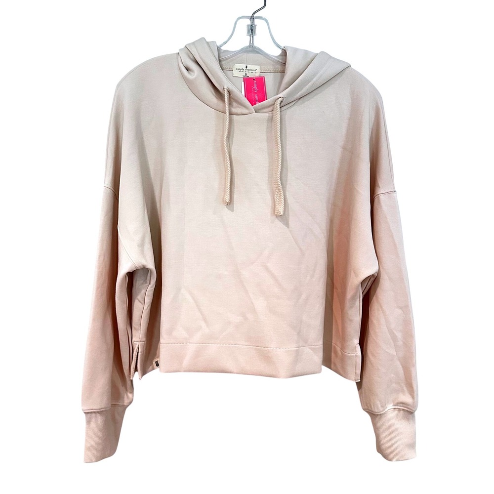 Simply Southern Cropped Hoodie Women's Small Cream Athleisure Oversized‎ Y2K NWT